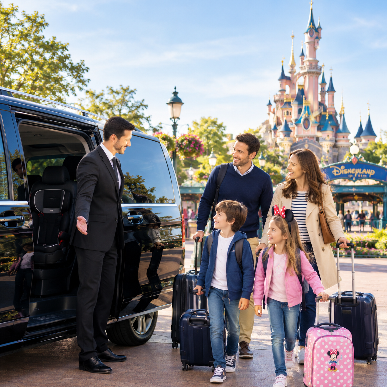 Family friendly Disneyland Paris shuttle transfer with child seats