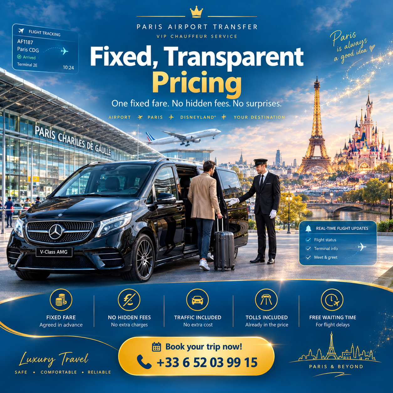 Fixed transparent airport taxi pricing with no hidden fees